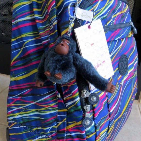 New Kipling Sanaa Wheeled Backpack w Furry Monkey - Picture 2 of 8